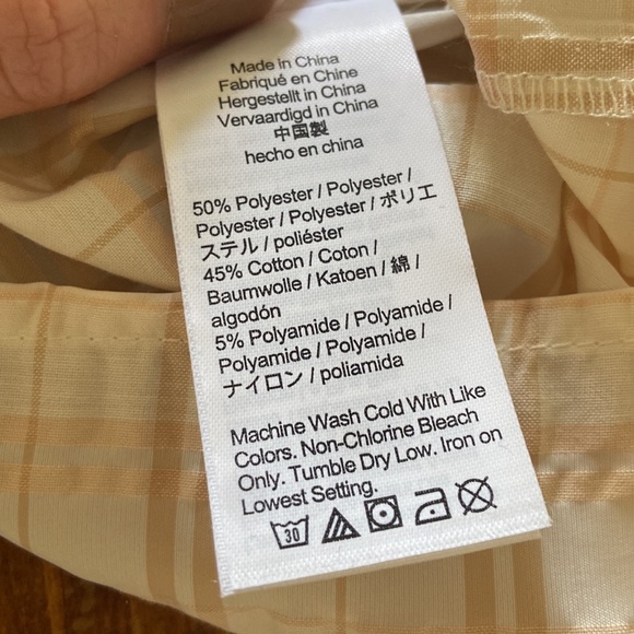 J. Crew V Back Puffed Sleeve in a textured Plaid. New, without tags. Cream, tan - Picture 7 of 15